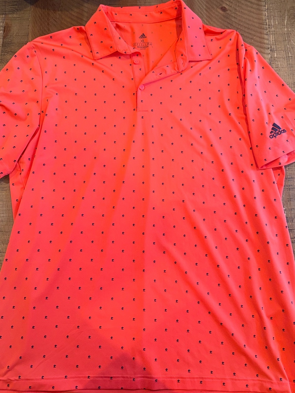 adidas Coral Polo with Navy Micro Print